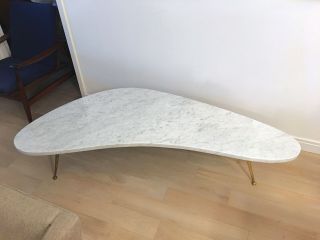 Mid - Century Modern Marble Top Coffee Table Kidney - shaped Gio Ponti Style 68 