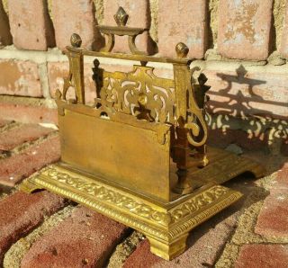 Antique Gold Spelter Art Nouveau Brass Book & Letter Holder Woman Figural 5