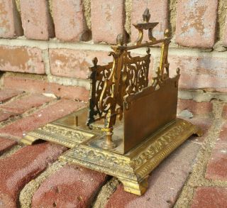 Antique Gold Spelter Art Nouveau Brass Book & Letter Holder Woman Figural 7