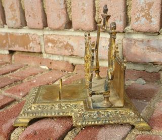 Antique Gold Spelter Art Nouveau Brass Book & Letter Holder Woman Figural 8