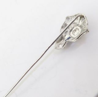 . Antique 18k White Gold Diamond & Sapphire Stick Pin Val $2210 2