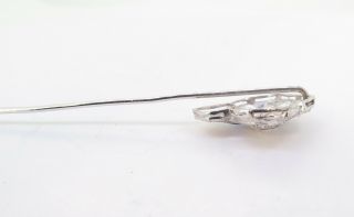 . Antique 18k White Gold Diamond & Sapphire Stick Pin Val $2210 3