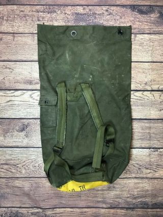 Vintage U.  S.  Military Army Canvas Duffle Bag Marine Sea Duffel Named Belt