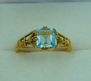 Rare Late C19th Victorian Era 22ct Gold Aquamarine / Blue Zircon Tourmaline Ring