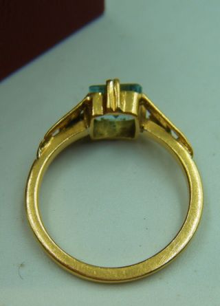 RARE Late C19th Victorian Era 22ct Gold Aquamarine / Blue Zircon Tourmaline Ring 2