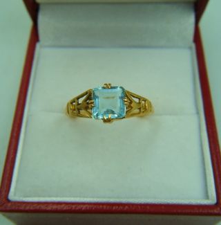 RARE Late C19th Victorian Era 22ct Gold Aquamarine / Blue Zircon Tourmaline Ring 4