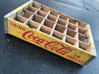 Vintage 1960’s Yellow Coke Coca Cola Wood Soda Crate 24 Dividers 6