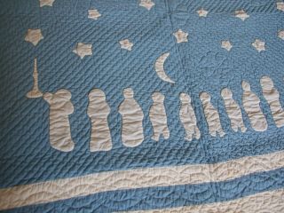 Atq Marie Webster Bedtime Applique Crib Quilt STARS MOON Hand Made Stitched A, 10