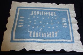 Atq Marie Webster Bedtime Applique Crib Quilt Stars Moon Hand Made Stitched A,