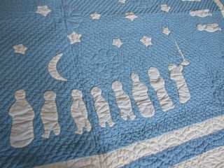 Atq Marie Webster Bedtime Applique Crib Quilt STARS MOON Hand Made Stitched A, 4