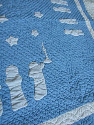 Atq Marie Webster Bedtime Applique Crib Quilt STARS MOON Hand Made Stitched A, 7