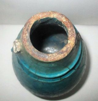 Ancient Egyptian Faience Vessel Turquoise Blue Glazed Pottery Vase Ewer Relic 6