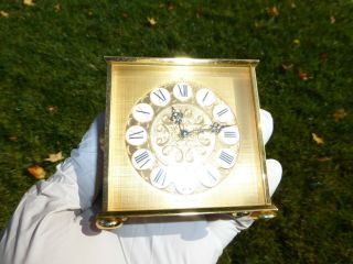 Exc Vintage Imhof Bucherer Swiss 8 Day Alarm Clock Gilt Brass Case Fully Service