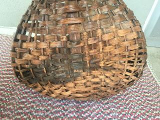 Large Antique American Bentwood Woven Oak Buttocks Splint Basket 19th C As - Found 12