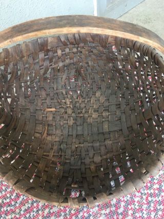 Large Antique American Bentwood Woven Oak Buttocks Splint Basket 19th C As - Found 4
