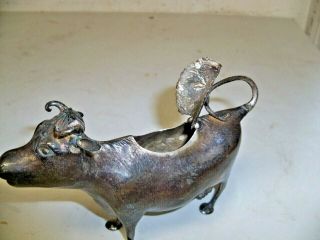 ANTIQUE STERLING COW CREAMER 11