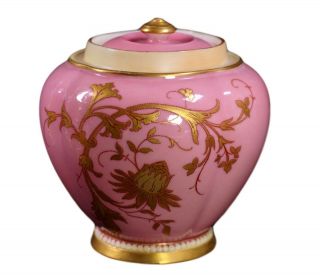 Rare Royal Worcester Pink Hand Painted Porcelain Potpourri Jar 1314