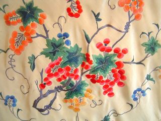 Antique Hand Embroidered Silk Piano Shawl Canton Manton De Manila