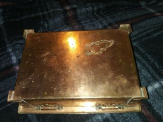Copper w/enamel antique craft box by A E Jones 6