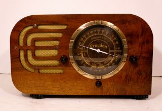Old Antique Wood Croyden Vintage Tube Radio - Restored & Deco Table Top 3