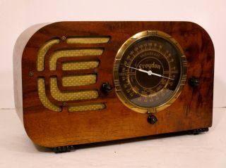 Old Antique Wood Croyden Vintage Tube Radio - Restored & Deco Table Top 5