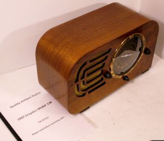 Old Antique Wood Croyden Vintage Tube Radio - Restored & Deco Table Top 7