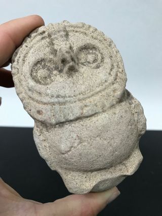 Ancient Pre - Columbian Art Pottery Owl Bird Artifact Figurine Sculpture