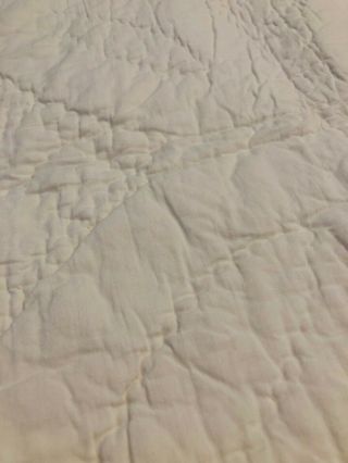 Hand Stitched Floral Double Wedding Ring Cotton Scalloped Edge Quilt 84 