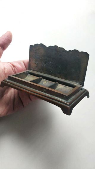 Antique Japanese Meiji Bronze Dragon & Tiger Snuff Box 5