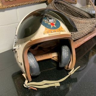 Us Air Force August 1954 Helmet P - 1b With Visor Named Usaf Pilot From Estate
