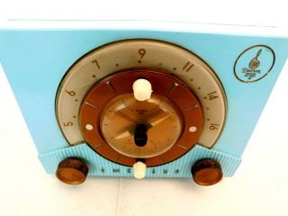 VINTAGE 50s EMERSON EAMES ERA ATOMIC BLUE OLD MID CENTURY ANTIQUE CLOCK RADIO 7