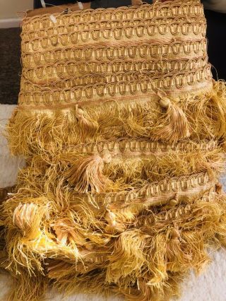 Antique French Trim Silk Passementery Tassels 26 Metres For Textile Projects