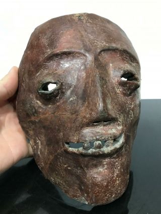 Ancient Pre - Columbian Art Pottery Face Mask Artifact Figurine Sculpture