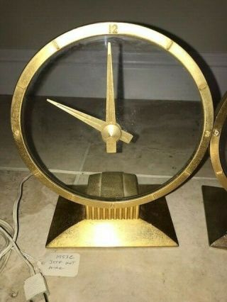 Two Vintage 1950 ' s Jefferson Golden Hour Mystery Clocks Art Deco 2
