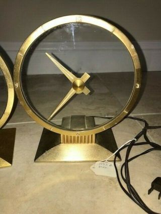 Two Vintage 1950 ' s Jefferson Golden Hour Mystery Clocks Art Deco 3