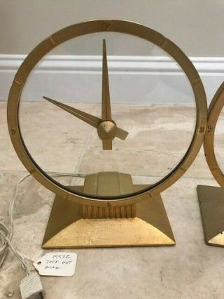 Two Vintage 1950 ' s Jefferson Golden Hour Mystery Clocks Art Deco 4