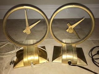 Two Vintage 1950 ' s Jefferson Golden Hour Mystery Clocks Art Deco 7