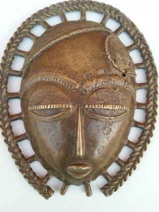 Baule Bronze Sun Moon Mask,  Baule Mask,  Figure,  Akan,  Baule Gold Weight,  5.  5 