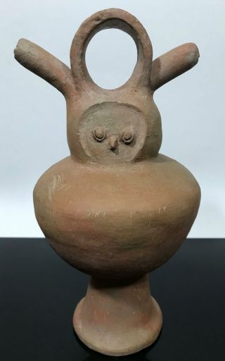 Ancient Pre - Columbian Clay Art Pottery Owl Bird Artifact Figurine Sculpture