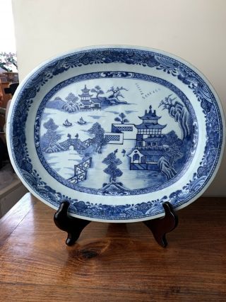 Antique 18thc Chinese Blue And White Plate