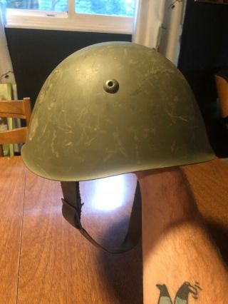 Ww2 Italian M33 Steel Helmet/leather Liner & Cloth Chin Strap Size 56