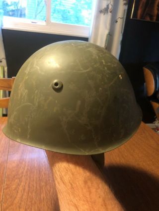 WW2 Italian M33 Steel Helmet/Leather Liner & Cloth Chin Strap Size 56 3