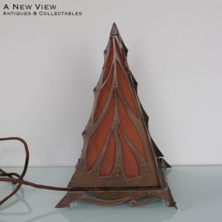 Stunning Arts And Crafts Open Cut Piramide Lamp.