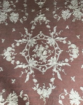 Antique Large Lace French Alencon Lace Tablecloth 1970mm By 1630mm