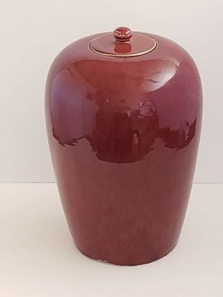 Large Sang De Boeuf Red Glaze Chinese Ginger Jar With Lid Export