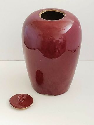 Large Sang de Boeuf Red Glaze Chinese Ginger Jar with Lid Export 2