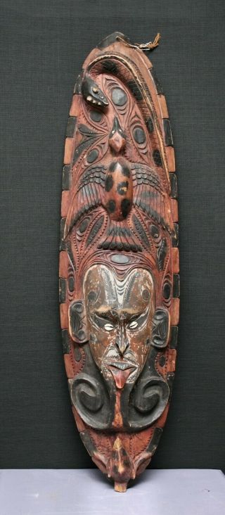 Large Antique Hand Carved Pacific Islander ' s Wooden Devil Masque 10