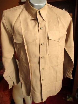 MEDIUM True Vtg 1940s Army WWII Wool Officer Uniform Shirt Gussetted 2