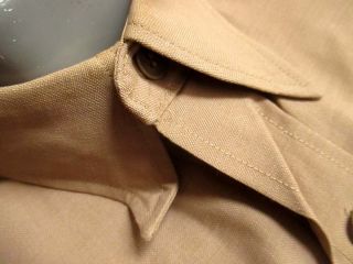 MEDIUM True Vtg 1940s Army WWII Wool Officer Uniform Shirt Gussetted 3