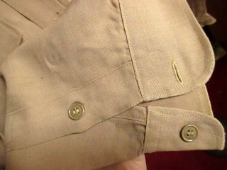 MEDIUM True Vtg 1940s Army WWII Wool Officer Uniform Shirt Gussetted 4